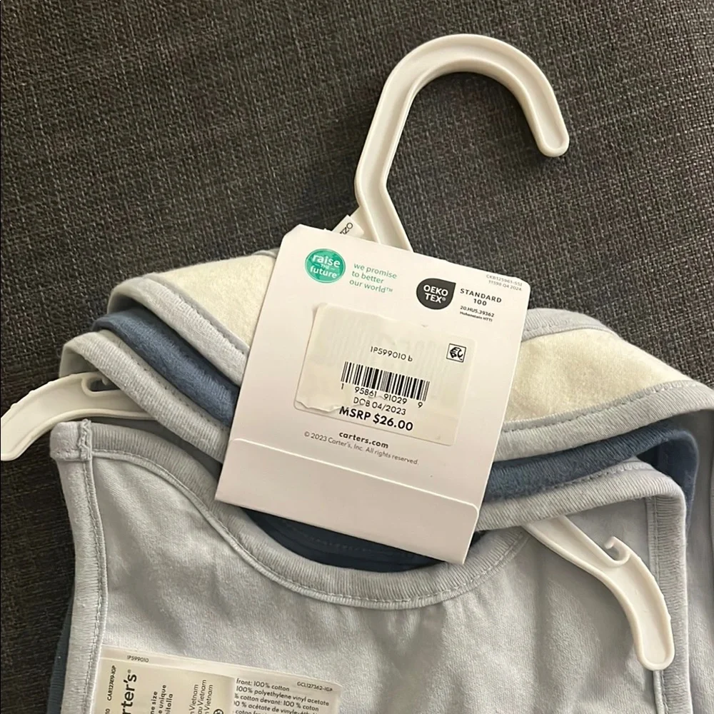 Carter's Little Adventure Seeker Bib Set - Cream and Gray